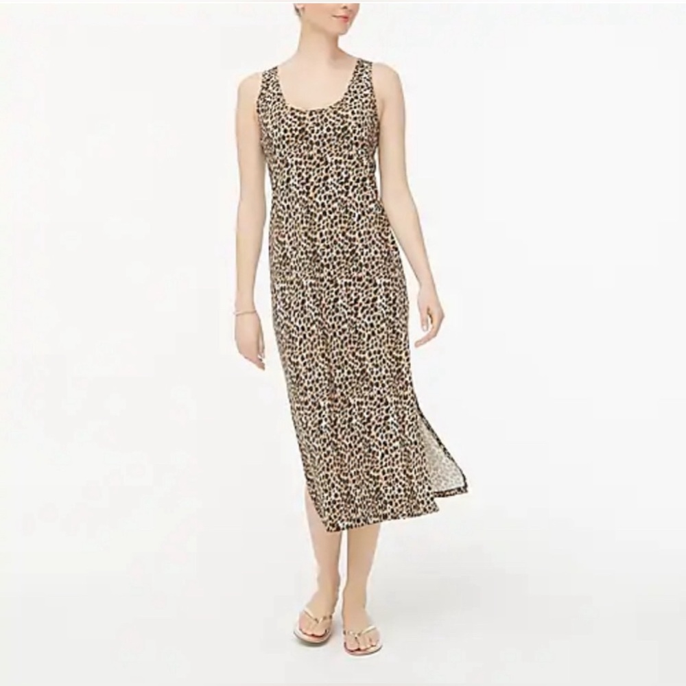 J Crew Leopard Print Midi Tank Dress